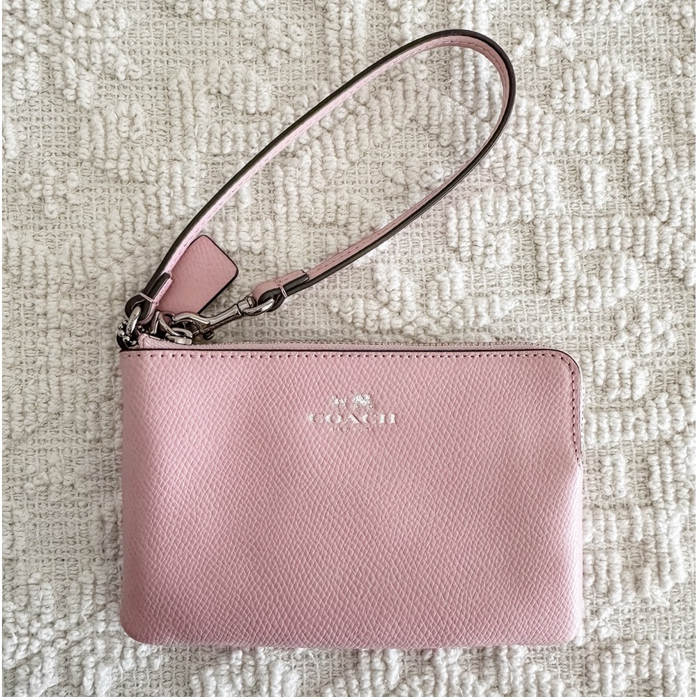 Pink Leather Coach Wristlet